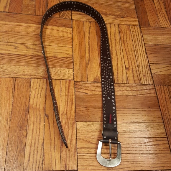 NANNI Women's Black Leather Studded Belt - 90/36 - Picture 6 of 6